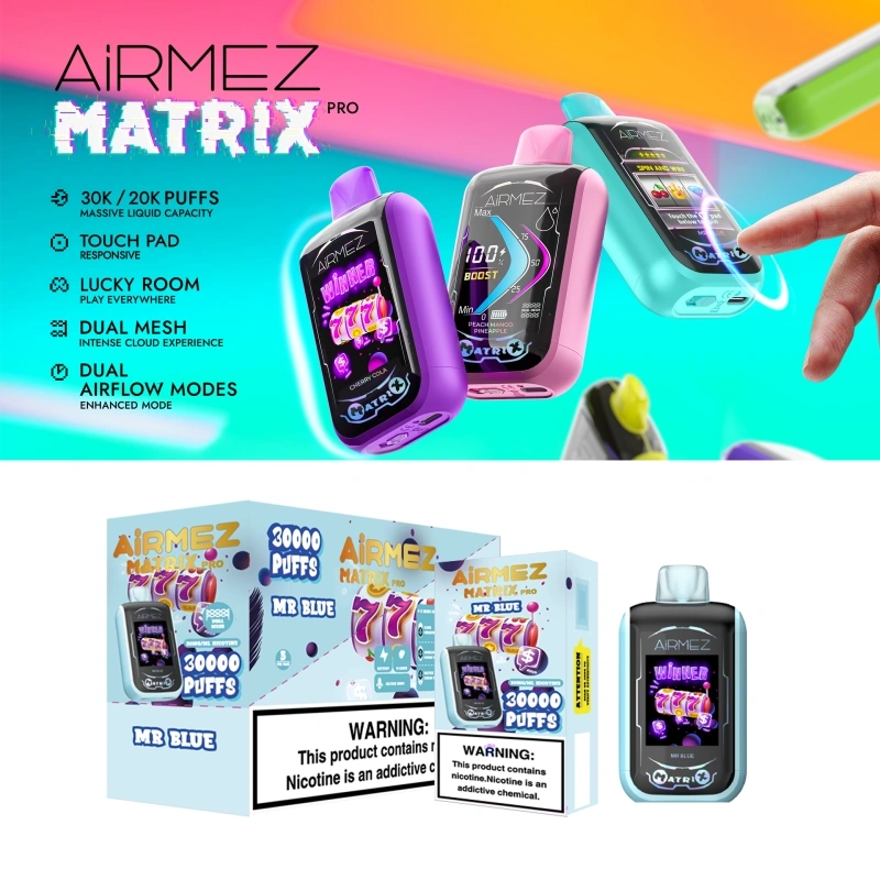 EU Warehouse Airmez Matrix Pro 30000 Puffs Full Smart Screen Disposable Vape Wholesale Puff 30k Touch Control