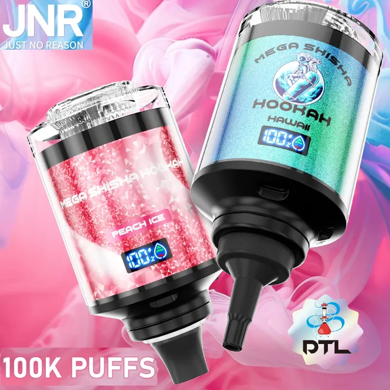 JNR Mega Shisha Hookah 100000 Puffs Smart Screen Disposable Vape Wholesale Puff 100k DTL Breathing Light
