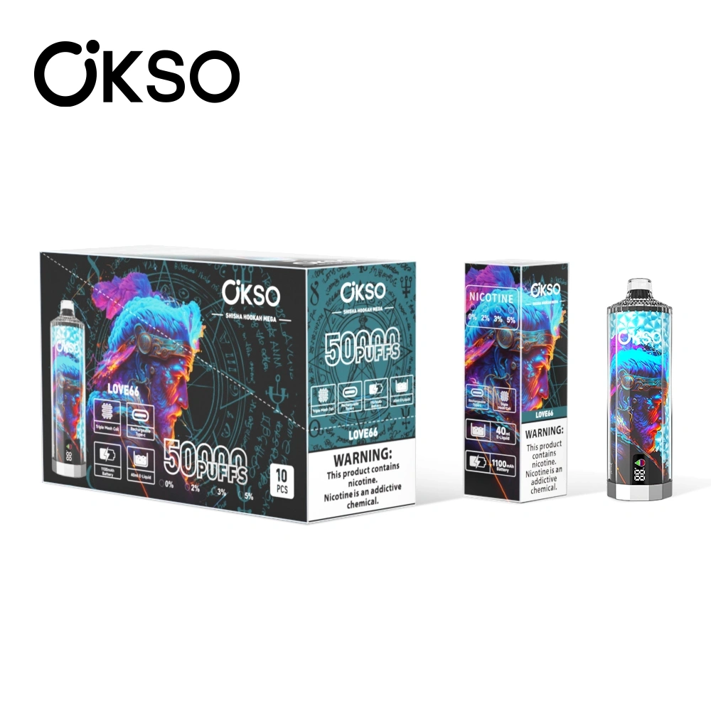 OKSO Shisha Hookah Mega 50000 Puffs Smart Screen Disposable Vape Wholesale Puff 50K Electronic Cigarette