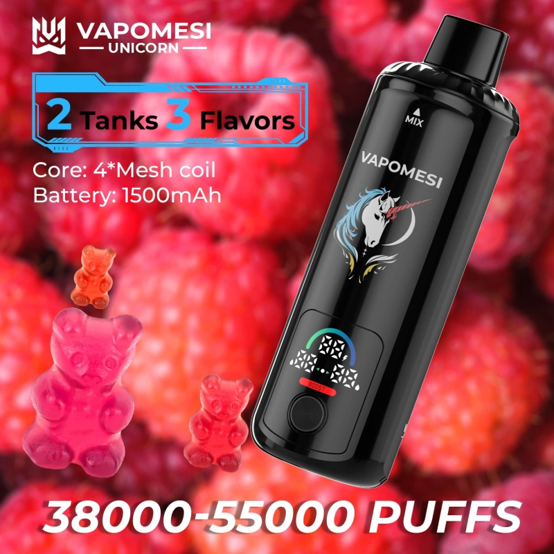EU Warehouse Vapomesi Unicorn 55000 55k Puffs Smart Screen Disposable Vape Wholesale Dual Tank Triple Flavors