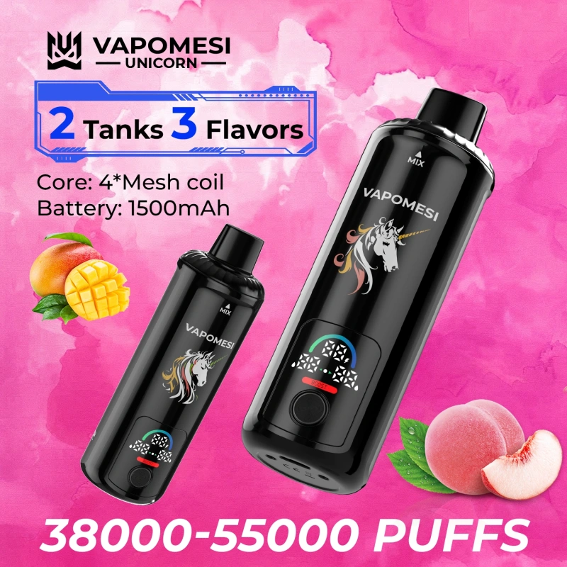 EU Warehouse Vapomesi Unicorn 55000 55k Puffs Smart Screen Disposable Vape Wholesale Dual Tank Triple Flavors