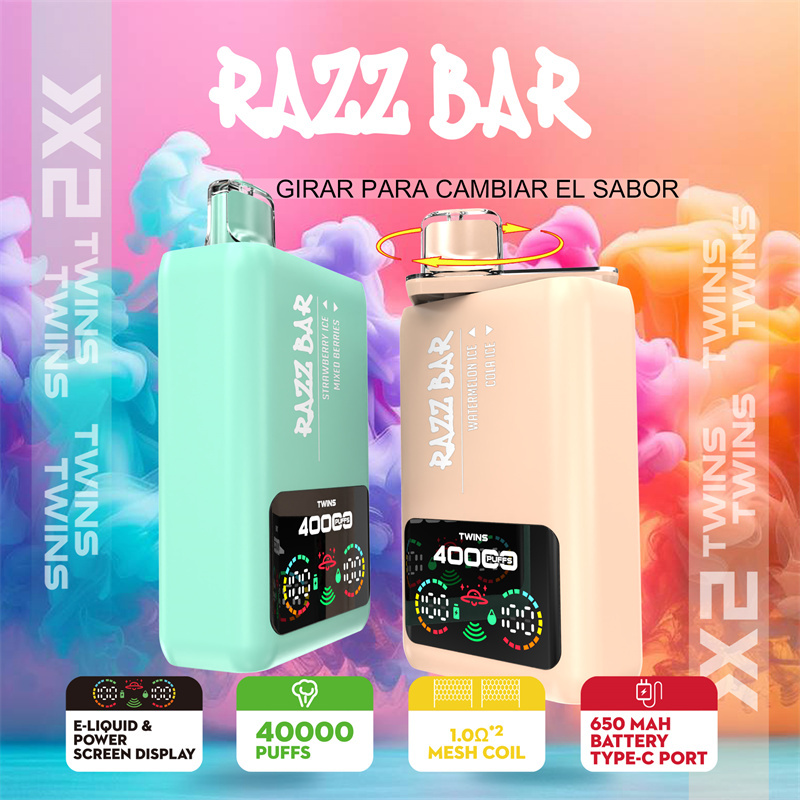 EU Warehouse Razz Bar 40000 Puffs Double Flavors Smart Screen Wholesale Disposable Vape Puff 40k Dual Tank