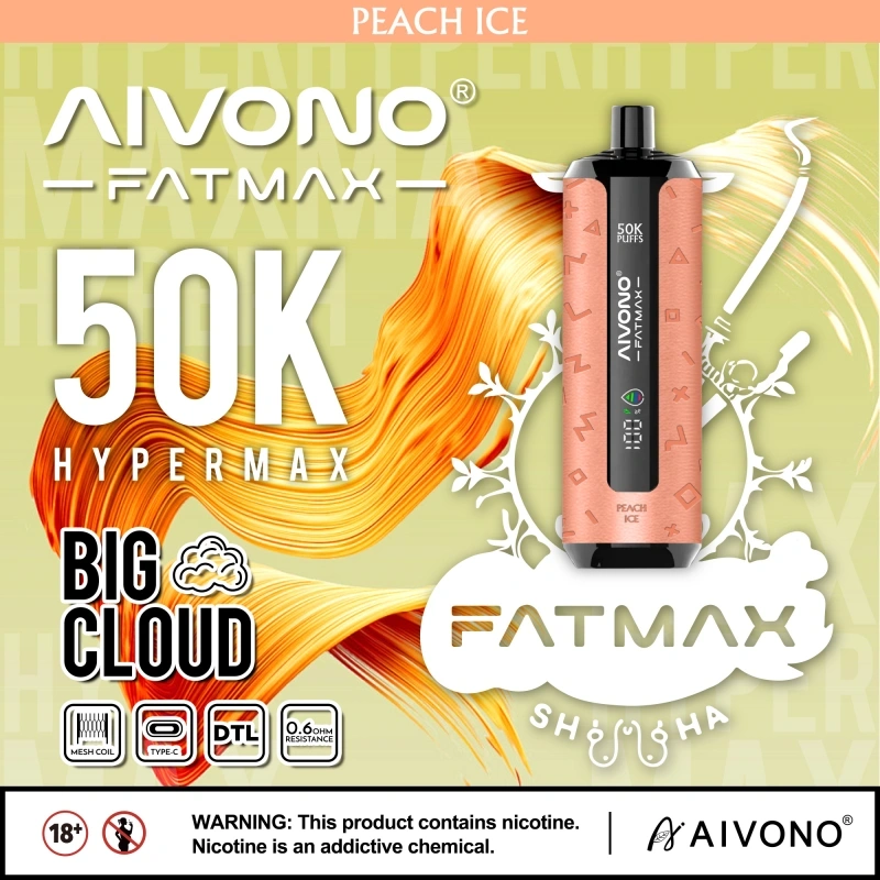 EU Warehouse Aivono Aim Fatmax 50000 50K Puffs Smart Screen Shisha Hookah Disposable Vape Electronic Cigarette Wholesale