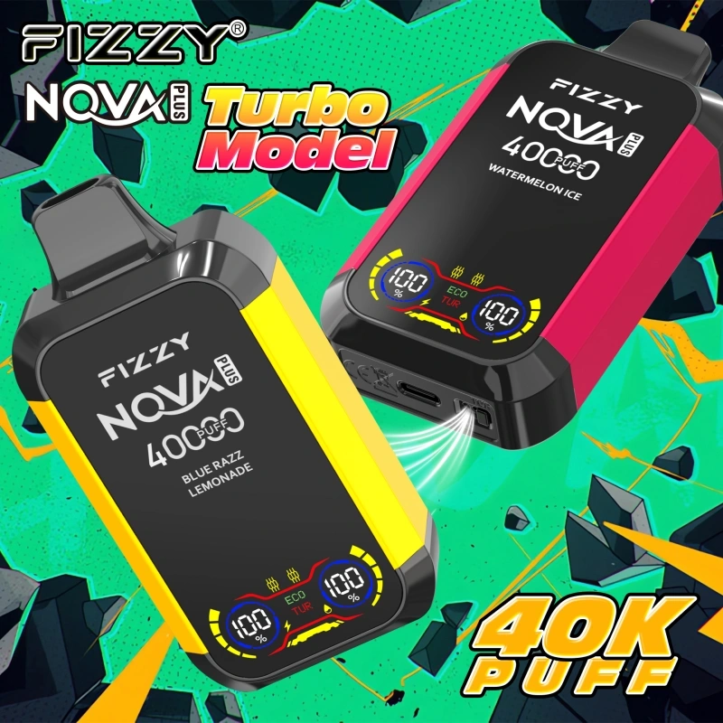 Fizzy Nova Plus 40000 40K Puffs Double Screen EU Warehouse Disposable Vape Puff 40k Wholesale E Cigarettes Double Mode Dual Mesh Coil