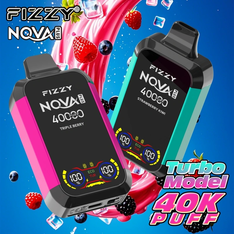 Fizzy Nova Plus 40000 40K Puffs Double Screen EU Warehouse Disposable Vape Puff 40k Wholesale E Cigarettes Double Mode Dual Mesh Coil