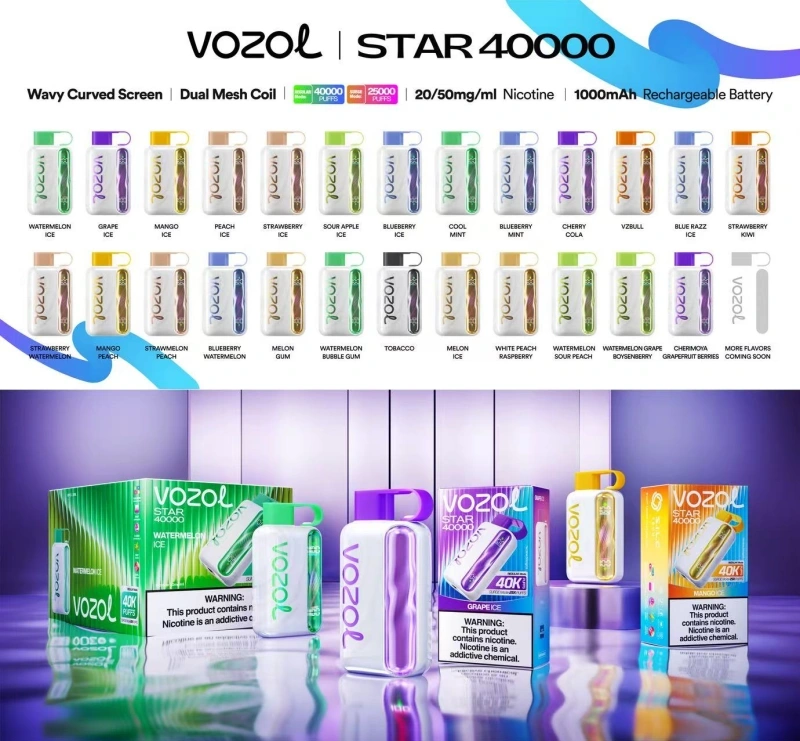 Vozol Star 40000 40K Puffs Disposable Vape Wavy Curved Screen Electronic Cigarette Wholesale
