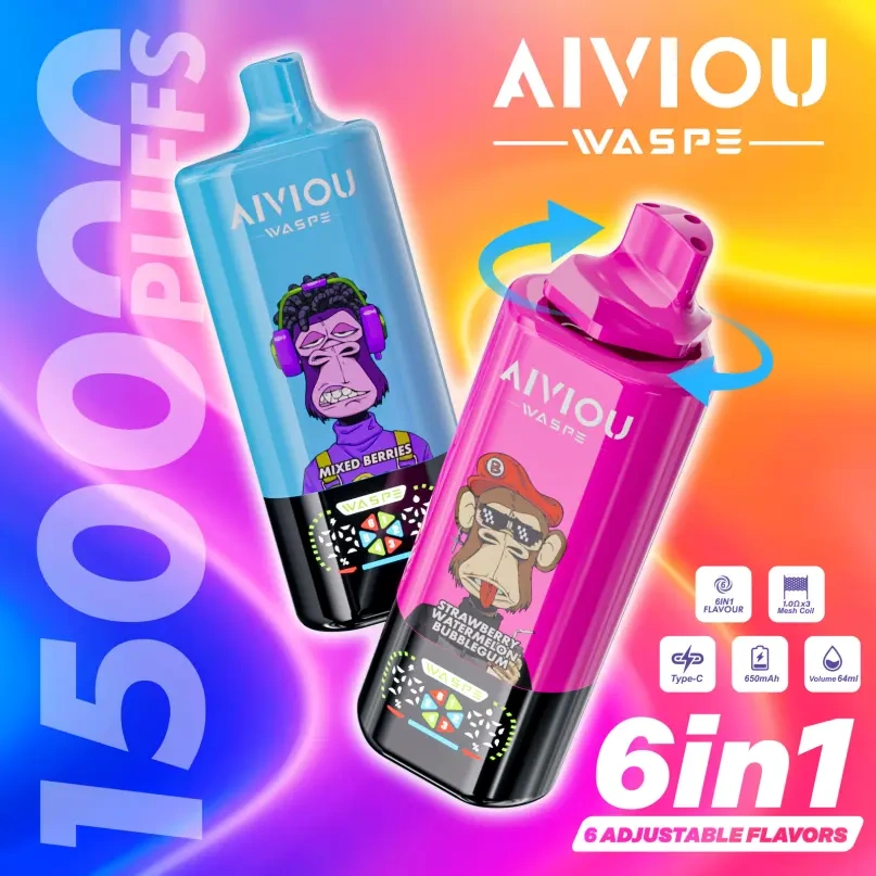 WASPE 150000 150K Puffs 6 in 1 AIVIOU Best Disposable Vape Store LED Screen