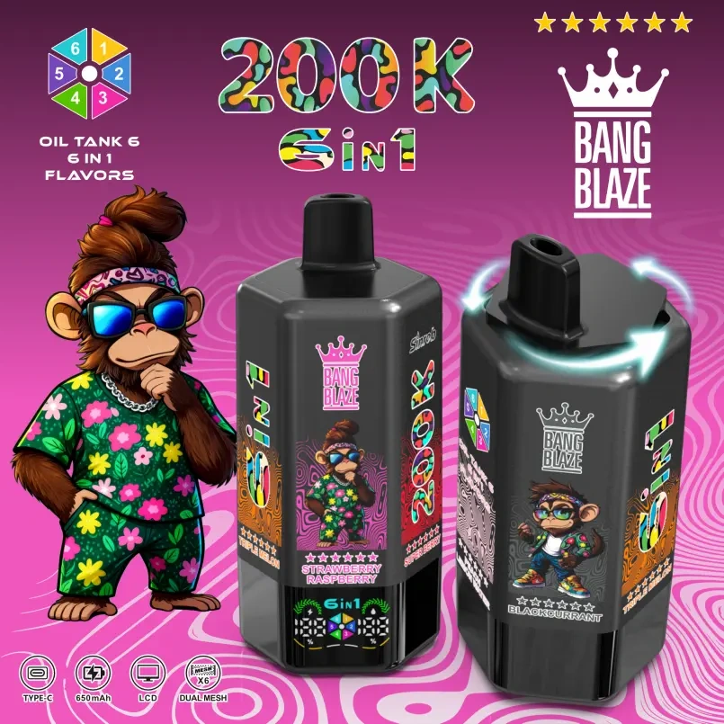 Bang Blaze 200K Puffs 6 in 1 Vape Store 200000 Best Disposable E Cigarette Smart Screen