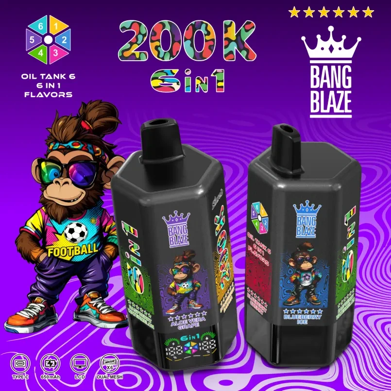 Bang Blaze 200K Puffs 6 in 1 Vape Store 200000 Best Disposable E Cigarette Smart Screen