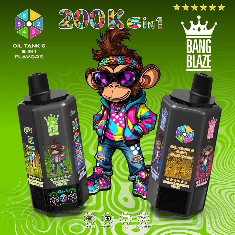 Bang Blaze 200K Puffs 6 in 1 Vape Store 200000 Best Disposable E Cigarette Smart Screen