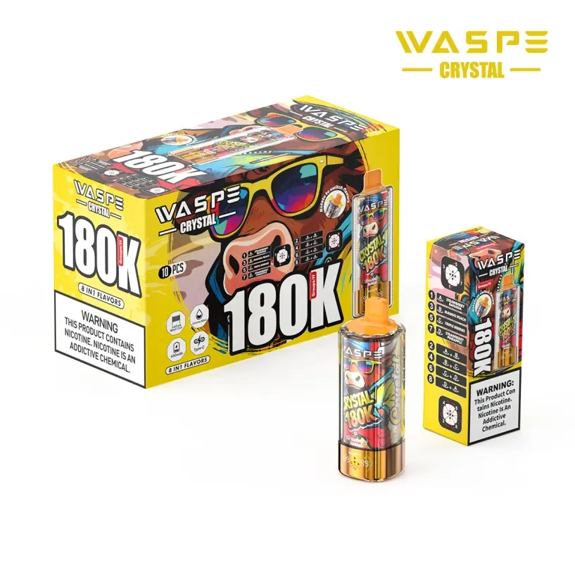 WASPE Crystal 180K Puffs 8 in 1 EU Warehouse Vape Store 180000 Disposable Vaper Smart Screen