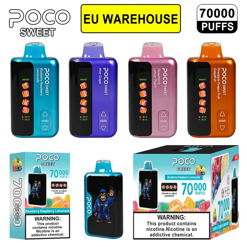 Poco Sweet 70000 70K Puffs European Warehouse Vape Pen Sweetness Adjustable Curved Screen
