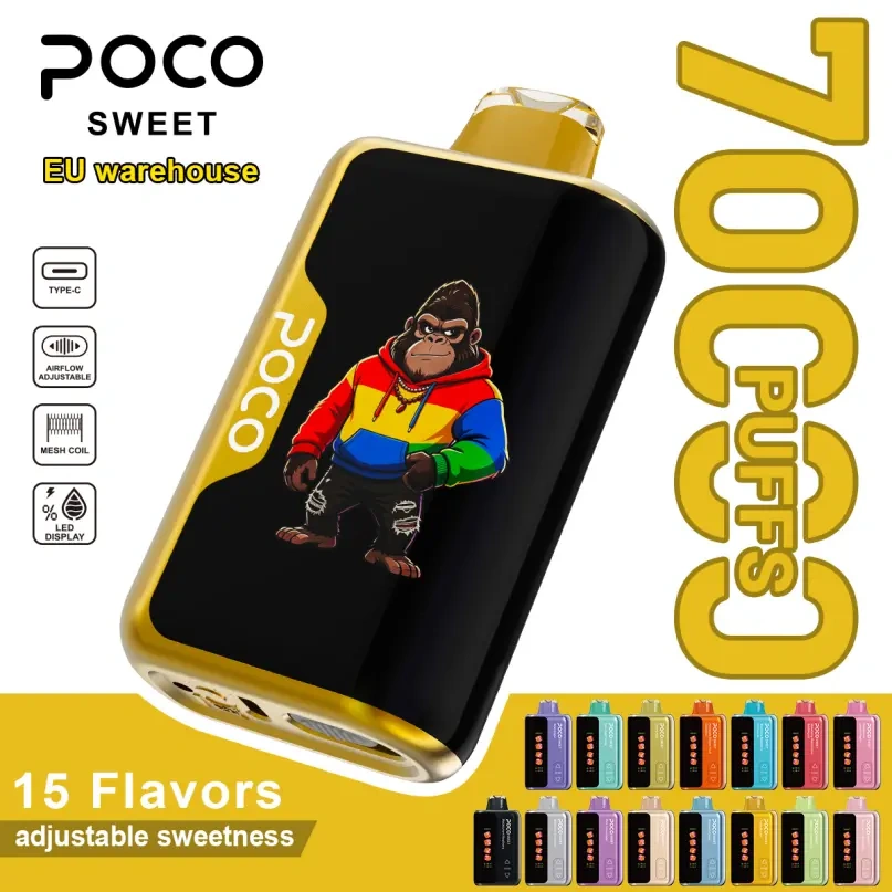 Poco Sweet 70000 70K Puffs European Warehouse Vape Pen Sweetness Adjustable Curved Screen