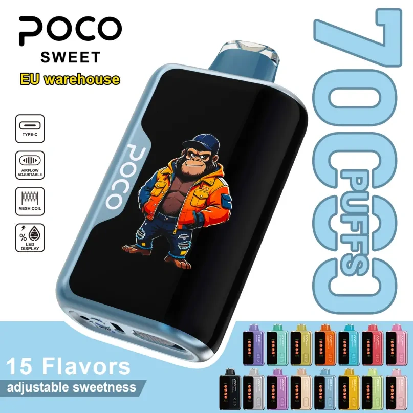 Poco Sweet 70000 70K Puffs European Warehouse Vape Pen Sweetness Adjustable Curved Screen