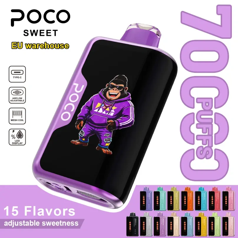 Poco Sweet 70000 70K Puffs European Warehouse Vape Pen Sweetness Adjustable Curved Screen