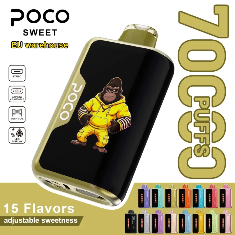 Poco Sweet 70000 70K Puffs European Warehouse Vape Pen Sweetness Adjustable Curved Screen