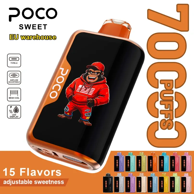 Poco Sweet 70000 70K Puffs European Warehouse Vape Pen Sweetness Adjustable Curved Screen