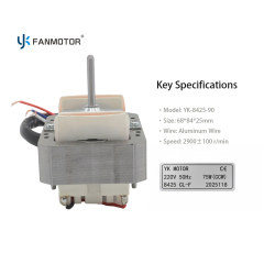 Motor de polos sombreados de 75 W CA, 220 V, cable de aluminio para campana extractora de cocina