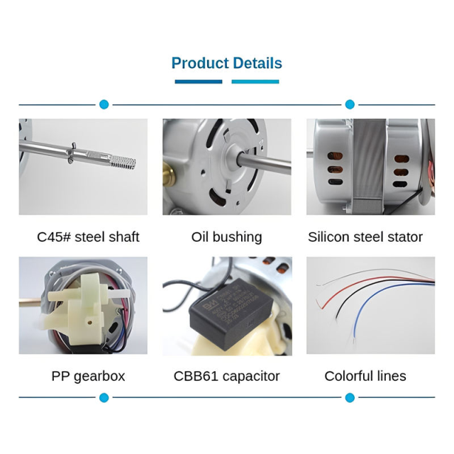 Motor de ventilador con buje de aceite YKFANMOTOR de 16/18 pulgadas, 220-240 V, 60 W, monofásico, CA