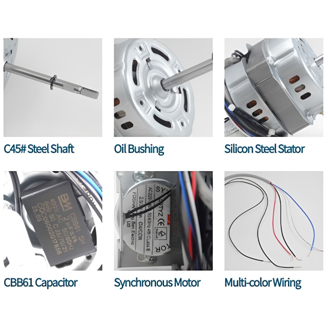 Motor de ventilador de 220 V CA personalizable para ventiladores de pared, mesa y pedestal | YKFANMOTOR