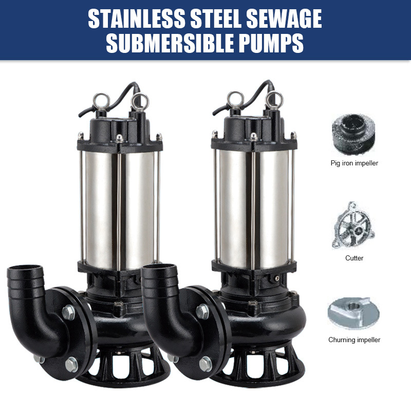 Portable Vertical Cutting Pump Non-clogging Submersible Sewage Waste Water Pump