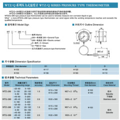 Industrial Temperature Measuring Bimetal Thermometer For Industrial Boiler Thermometer