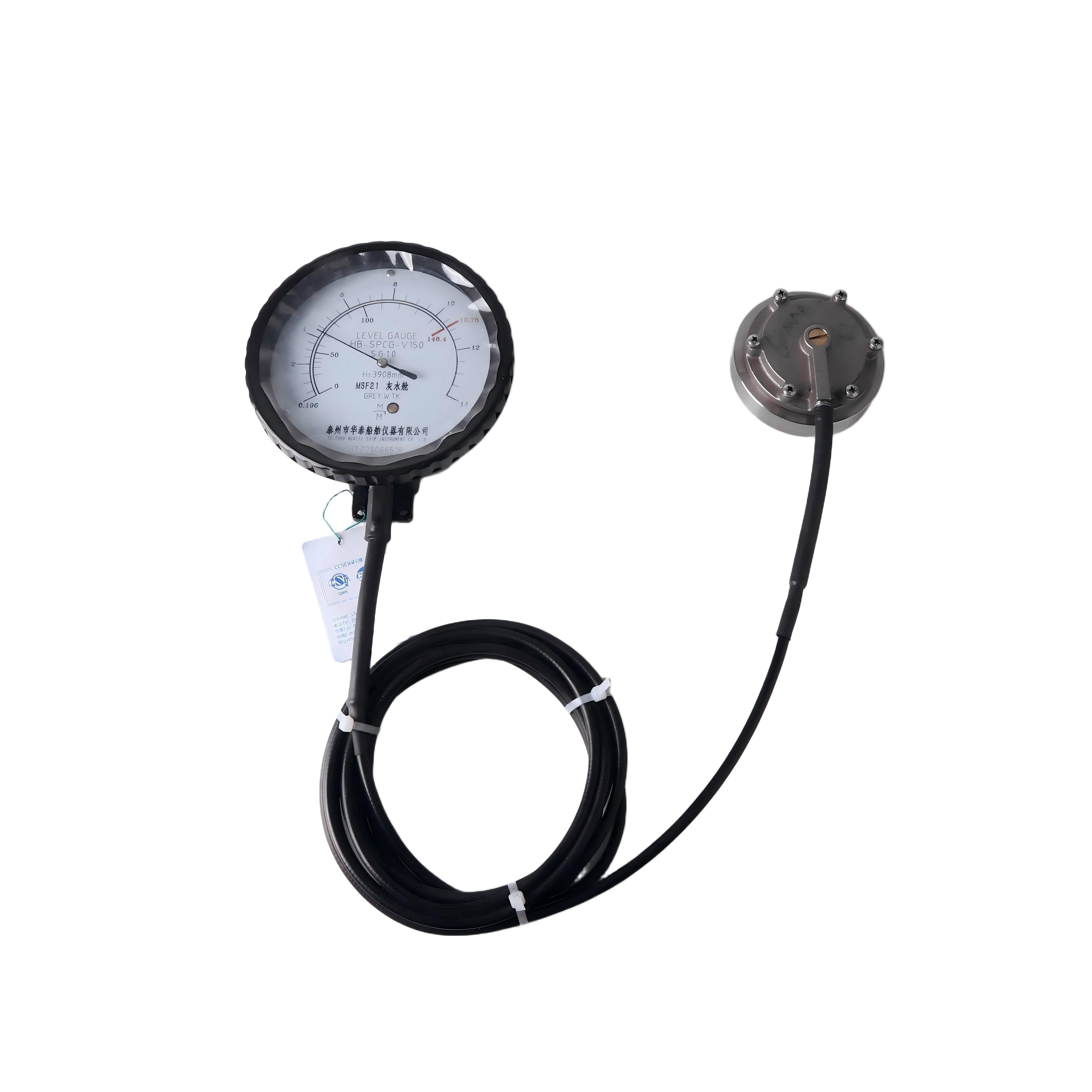 Top Mount Self-Powered Dial Liquid Level Gauge HB-SPCG-150S-C Marine Grey Water Tank Level Indicator