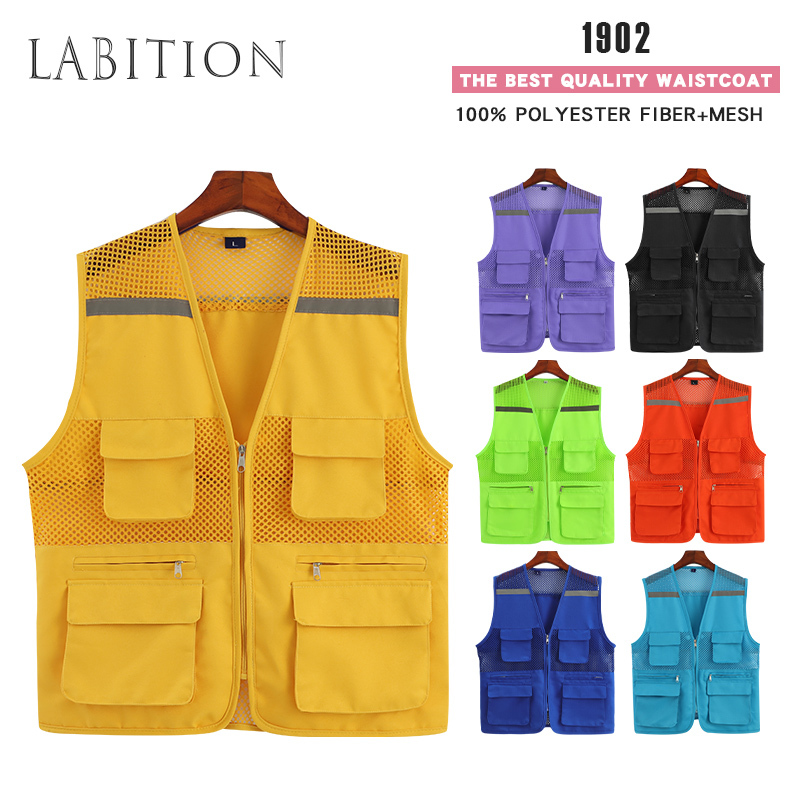 XS1902# reflective mesh three-dimensional multi pocket vest