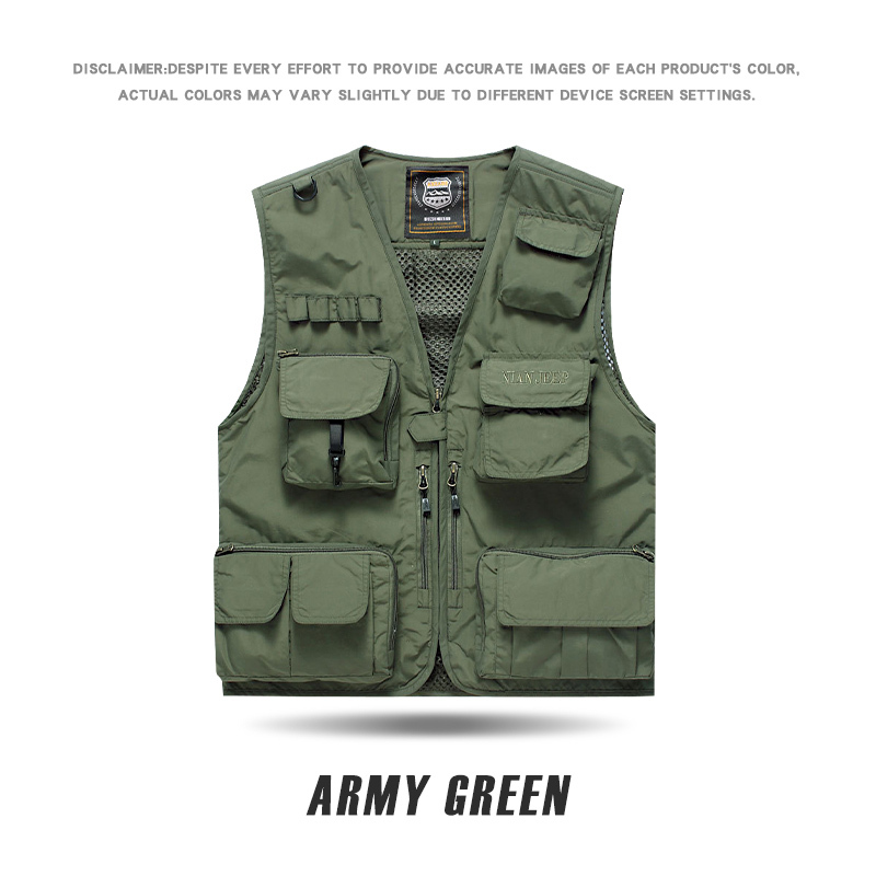 WH 7898 # Jeep Shield Ear Hanging Outdoor Multi Pocket Multi Pocket Photography Vest with Detachable Back Fabric