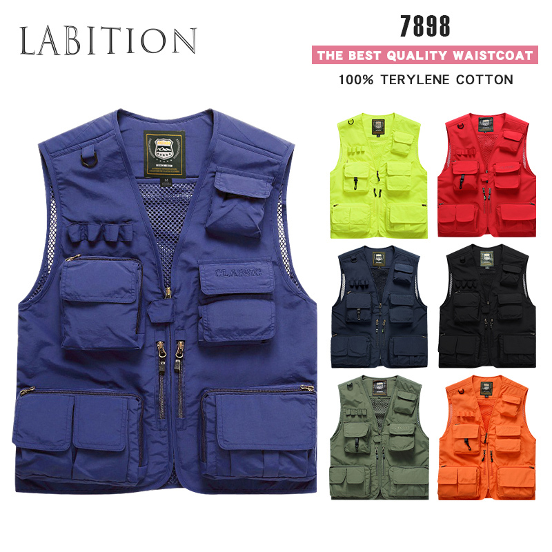 WH 7898 # Jeep Shield Ear Hanging Outdoor Multi Pocket Multi Pocket Photography Vest with Detachable Back Fabric