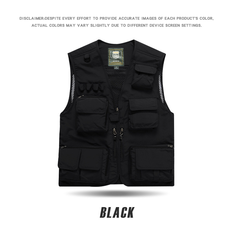 WH 7898 # Jeep Shield Ear Hanging Outdoor Multi Pocket Multi Pocket Photography Vest with Detachable Back Fabric