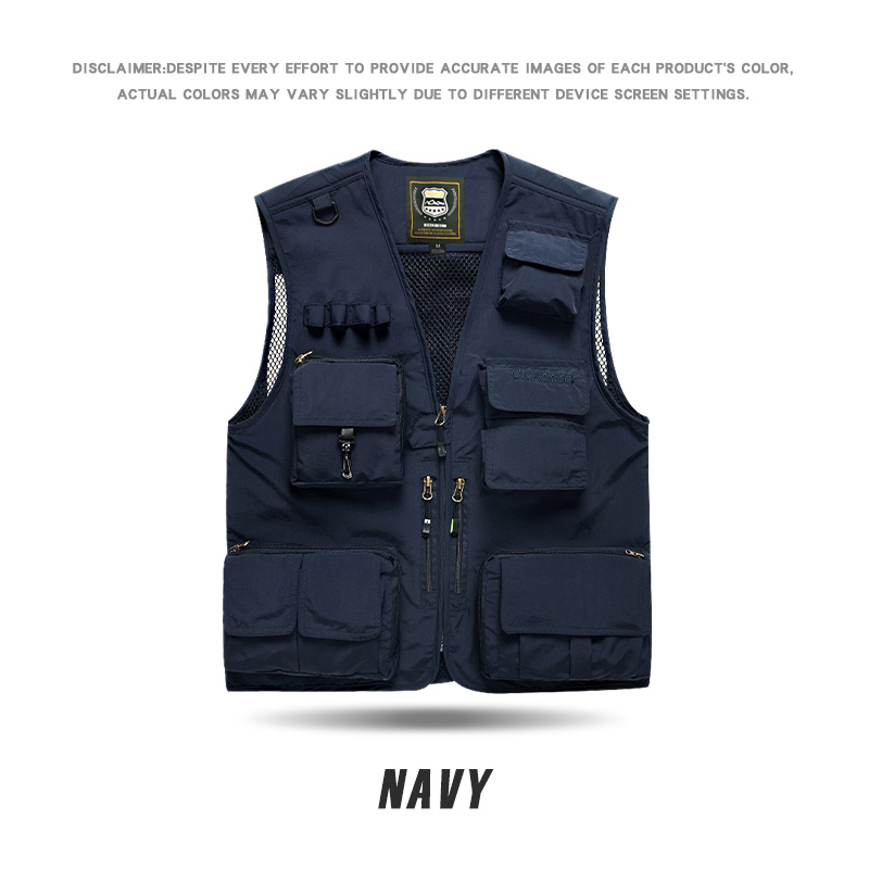 WH 7898 # Jeep Shield Ear Hanging Outdoor Multi Pocket Multi Pocket Photography Vest with Detachable Back Fabric