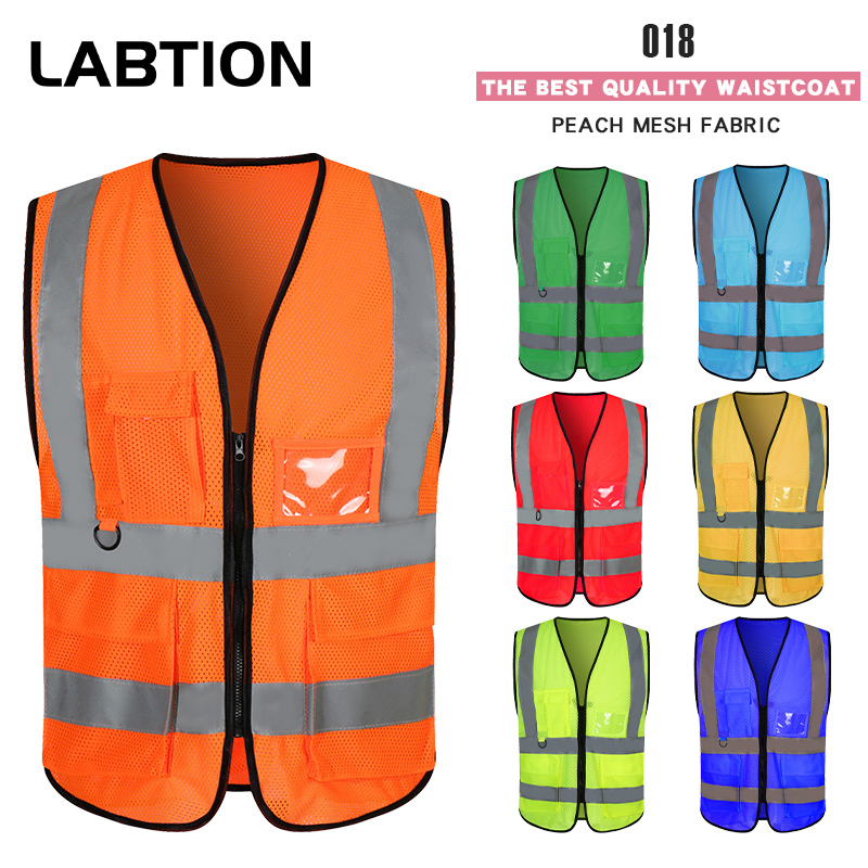 RF018B # Peach shaped mesh dovetail reflective vest with loop