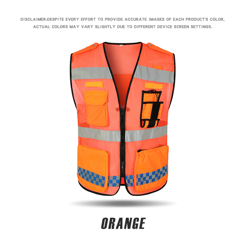 RF023 Oxford cloth+mesh pocket reflective vest reflective vest (left walkie talkie bag)