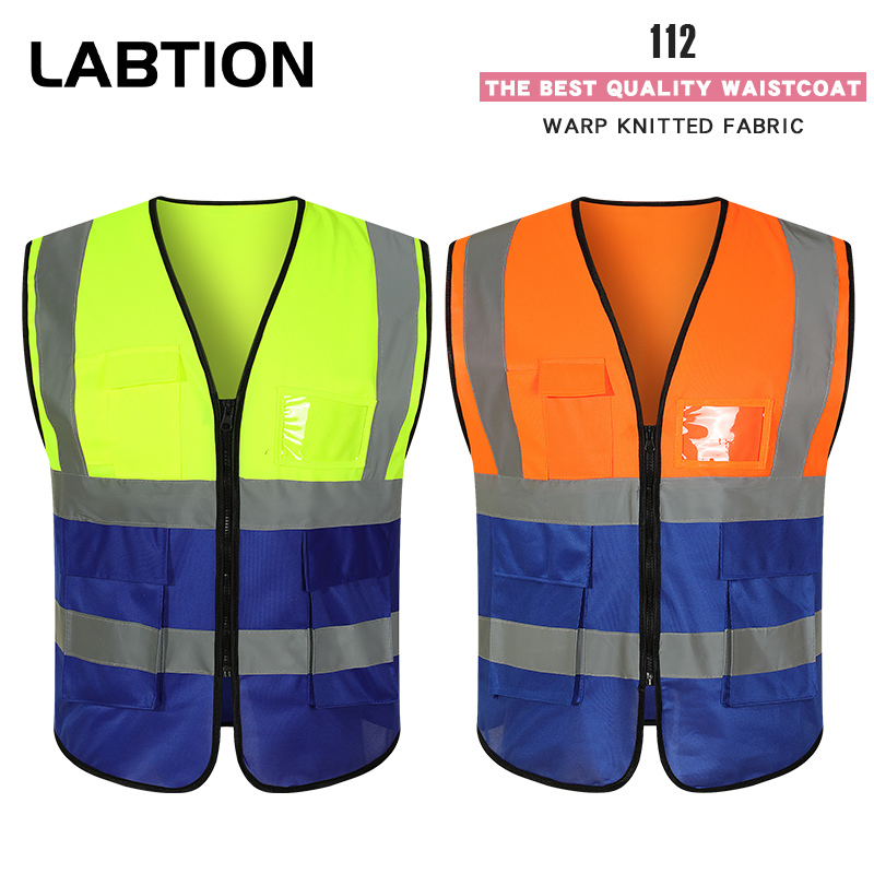 RF112 warp knitted fabric patchwork dovetail reflective vest