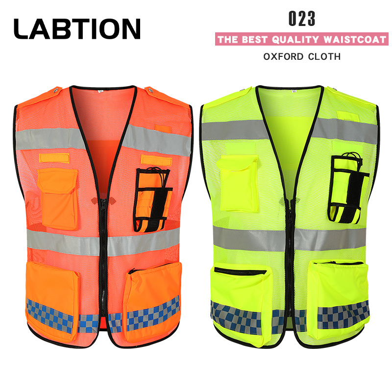 RF023 Oxford cloth+mesh pocket reflective vest reflective vest (left walkie talkie bag)
