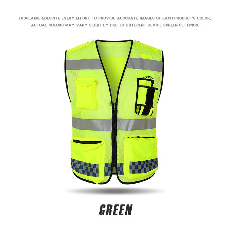 RF023 Oxford cloth+mesh pocket reflective vest reflective vest (left walkie talkie bag)