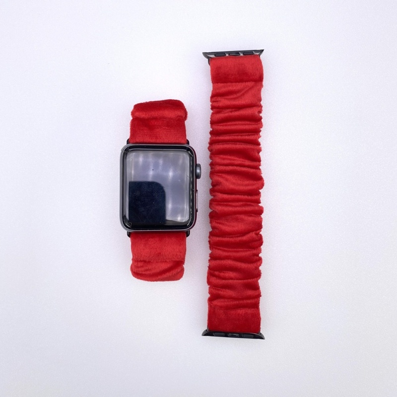 Soft Velvet Scrunchie Watch Bands Red Wristband for Apple Watch Series 5 4 3 2 1