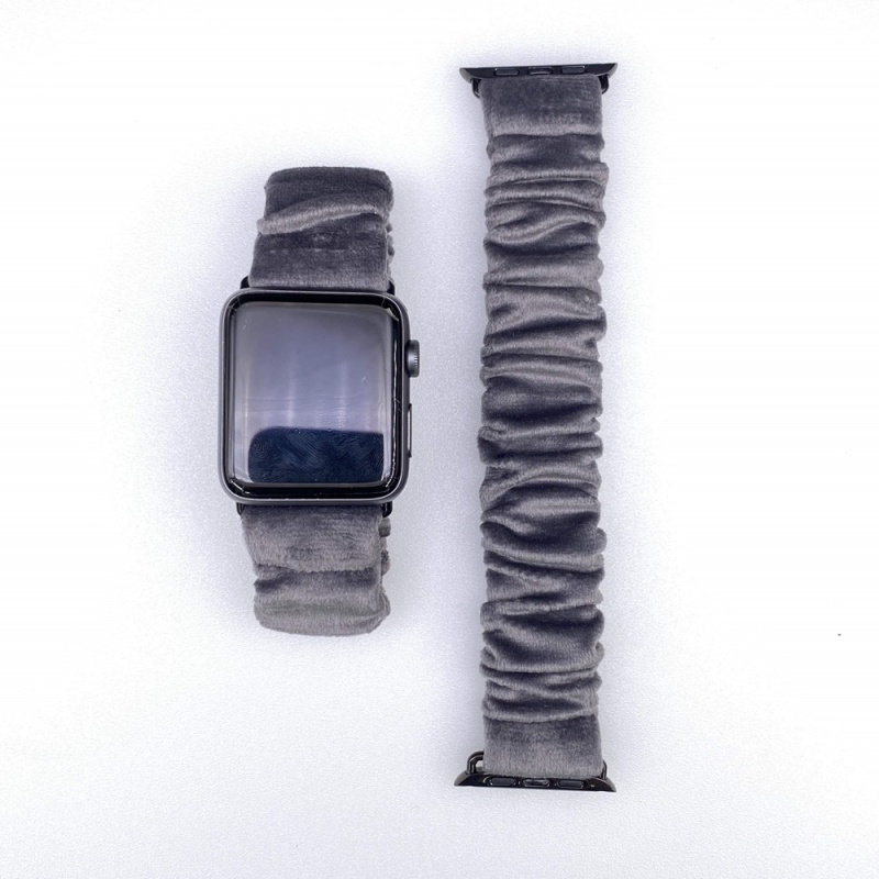 Soft Velvet Scrunchie Watch Bands Space Gray Wristband for Apple Watch Series 5 4 3 2 1