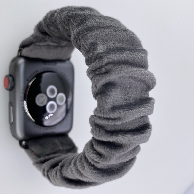 Soft Velvet Scrunchie Watch Bands Space Gray Wristband for Apple Watch Series 5 4 3 2 1