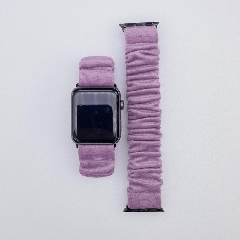 Soft Velvet Scrunchie Watch Bands Light Lavender Wristband for Apple Watch Series 5 4 3 2 1