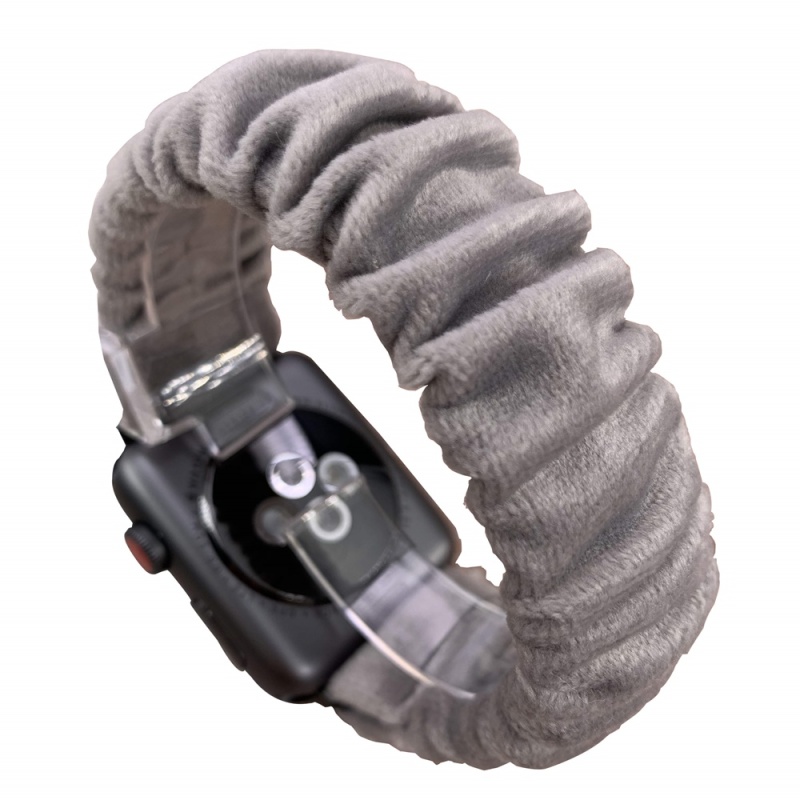 Soft Velvet Scrunchie Watch Bands Gray Wristband for Apple Watch Series 5 4 3 2 1