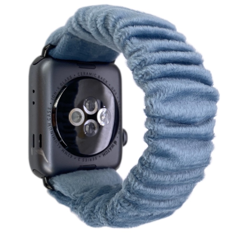 Soft Velvet Scrunchie Watch Bands Nile Lake Blue Wristband for Apple Watch Series 5 4 3 2 1