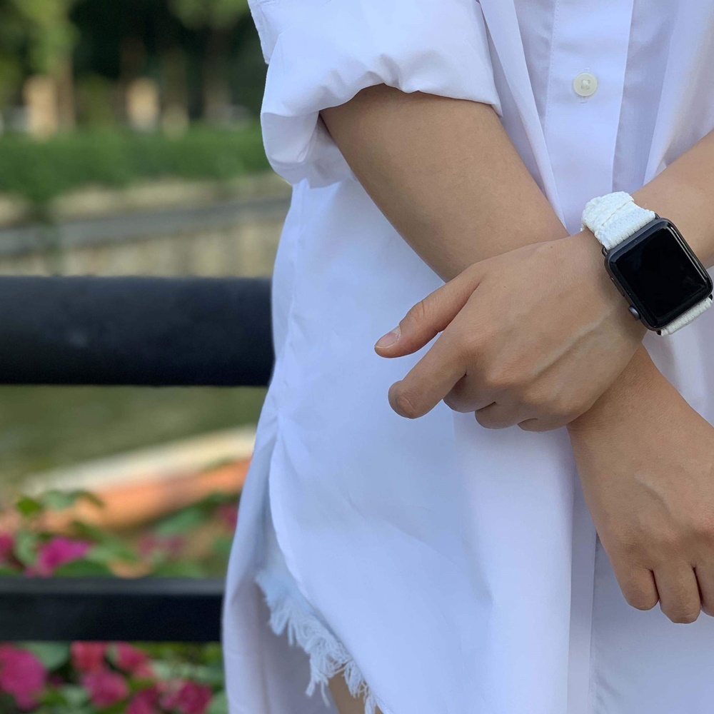 Hexagon Athletic Watch Bands Scrunchy White Watch Straps for iWatch Series 5 4 3 2 1