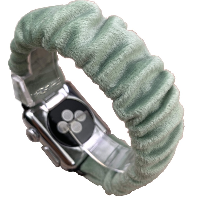 Soft Velvet Scrunchie Watch Bands Celadon Green Wristband for Apple Watch Series 5 4 3 2 1