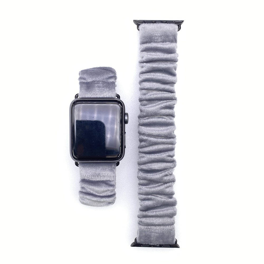Soft Velvet Scrunchie Watch Bands Gray Wristband for Apple Watch Series 5 4 3 2 1