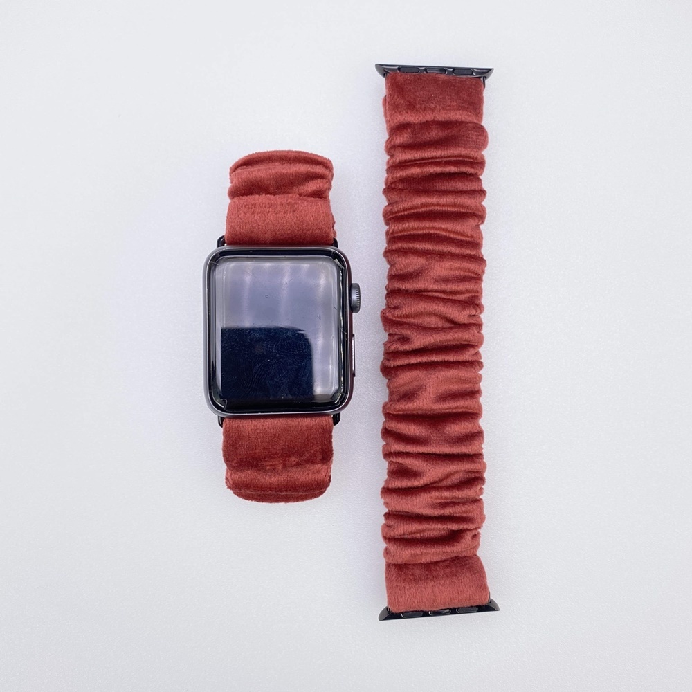 Soft Velvet Scrunchie Watch Bands Rusty Rose Wristband for Apple Watch Series 5 4 3 2 1