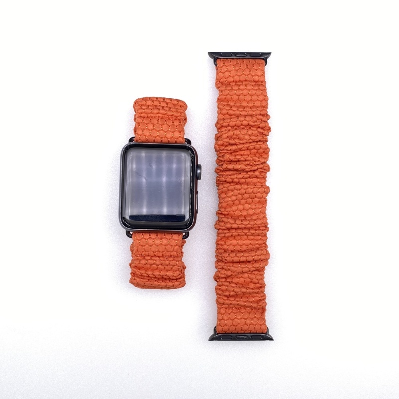 Hexagon Athletic Watch Bands Scrunchy Orange Watch Straps for iWatch Series 5 4 3 2 1