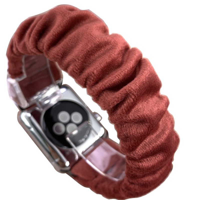Soft Velvet Scrunchie Watch Bands Rusty Rose Wristband for Apple Watch Series 5 4 3 2 1