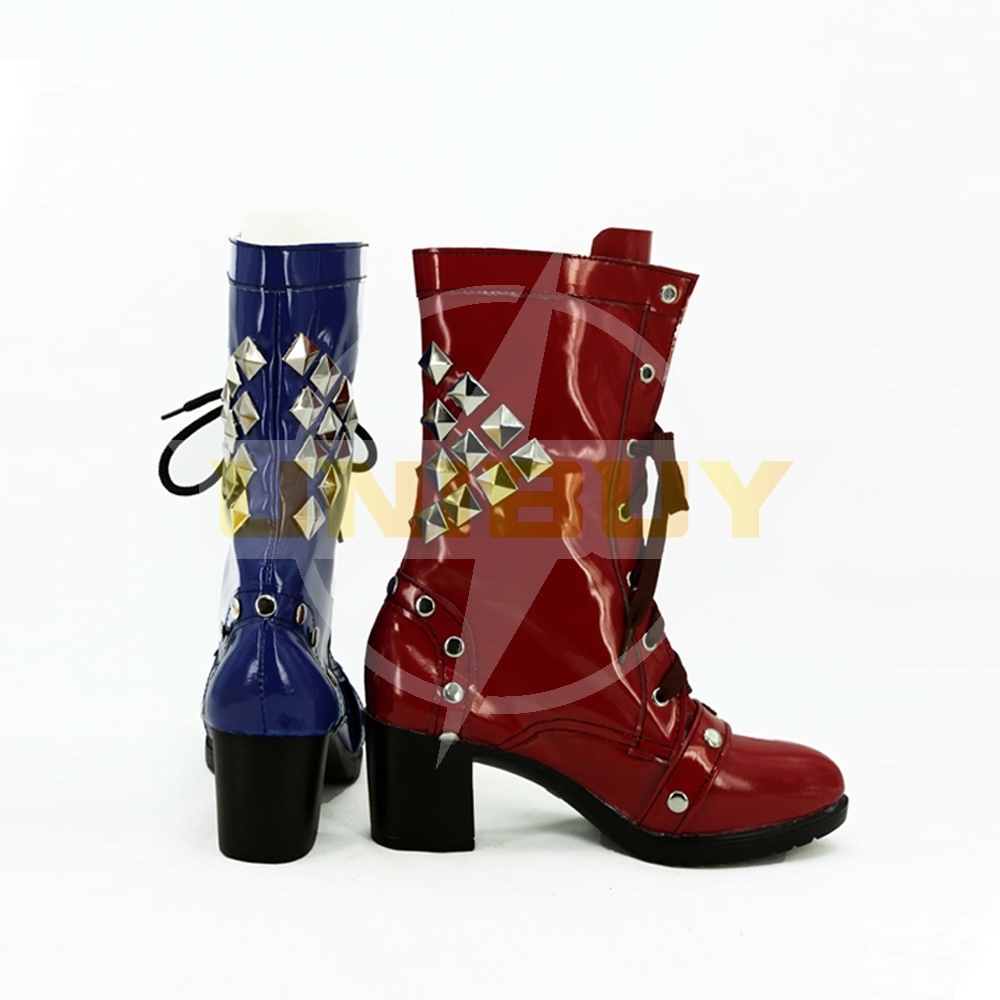 Batman Arkham Knight Harley Quinn Shoes Cosplay Red Blue Rivet Women Boots Unibuy